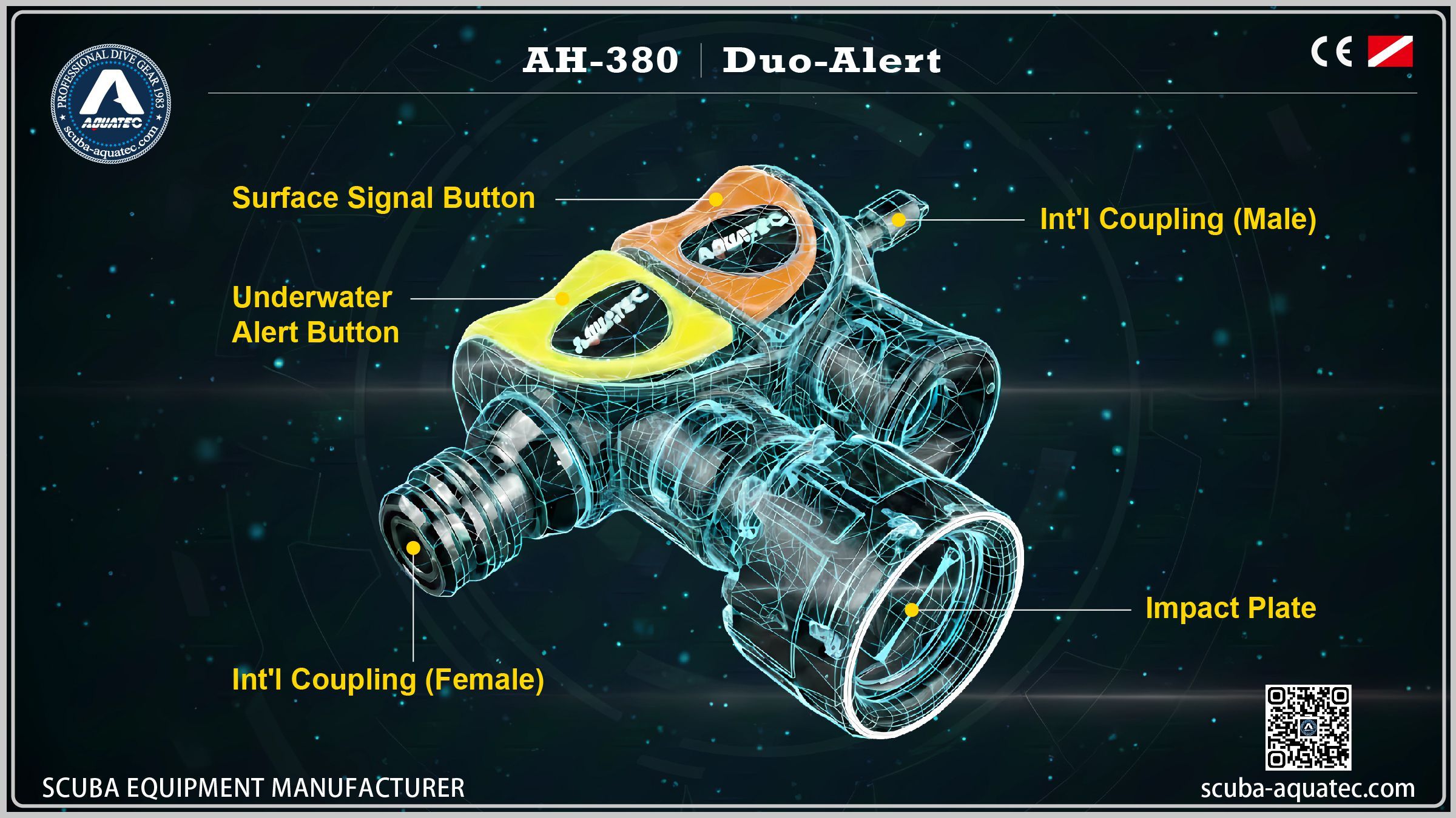 🙂AQUATEC Duo-Alert คืออะไร? AQUATEC Duo-Alert เป็นอุปกรณ์สัญญาณระดับมืออาชีพที่มีฟังก์ชันคู่ซึ่งออกแบบมาสำหรับนักดำน้ำเพื่อให้การแจ้งเตือนที่มีเสียงดังในระดับสูงทั้งใต้น้ำและบนผิวน้ำ.