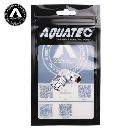 AQUATEC SW-04 90 fokos búvár-légzőautomata forgóadapter kiskereskedelmi csomagolása és védőakasztós tasakja