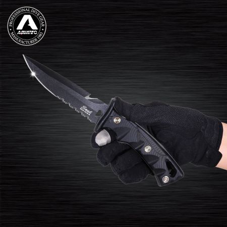 Ніж для занурення AQUATEC KN-240 з фіксованим лезом, сумісний з кріпленням BC та ременями для ніг