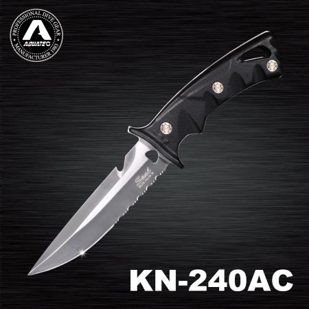 Ніж для занурення AQUATEC KN-240 з нержавіючої сталі з корозійно-стійким чорним покриттям для кріплення BC