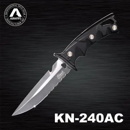 Ніж для занурення AQUATEC KN-240 з нержавіючої сталі з корозійно-стійким чорним покриттям для кріплення BC
