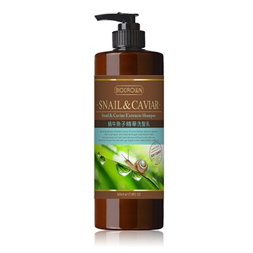 Shampooing aux extraits d'escargot et de caviar.