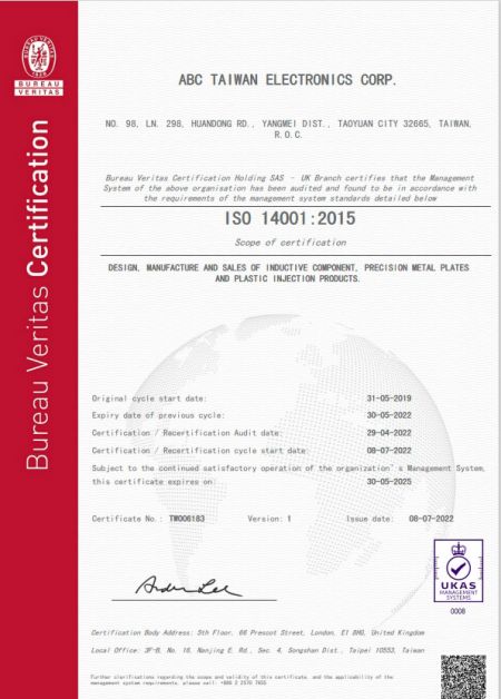 ABC Yangmei Plant ISO 14001 Certificate