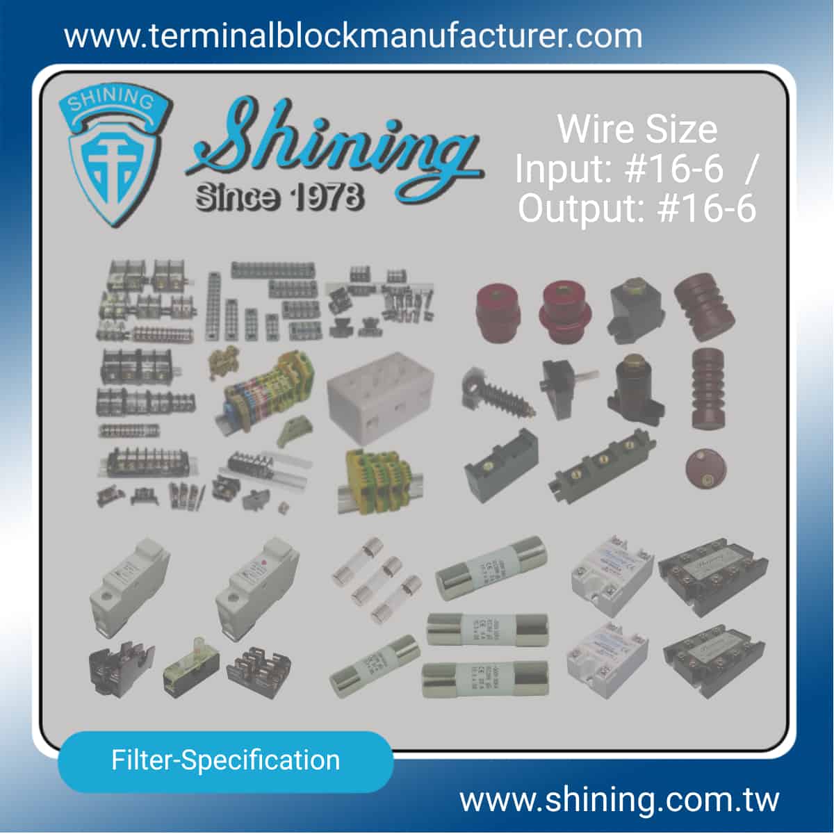 Input: #16-6 / Output: #16-6 Prodotti AWG - Input: #16-6 / Output: #16-6 AWG Blocchi terminali|Relè a stato solido|Portafusibili|Isolanti -Shining E&E