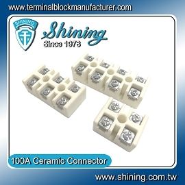 TC-6100YB Ceramic Terminal Block - High Temperature Ceramic (Porcelain)(600v,100A,2~4Pole)