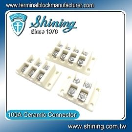 TC-6100XC Ceramic Terminal Block - High Temperature Ceramic (Porcelain)(600v,100A,2~4Pole)