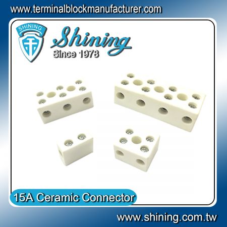 Керамический клеммный блок TC-615XA - Керамические терминальные блоки высокой температуры (порцелановые) (600 В, 15 А, 1-4 контакта)