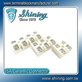 TC-615XB Ceramic Terminal Block - High Temperature Ceramic (Porcelain)(600v,15A,2~4Pole)