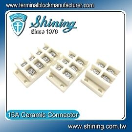 Terminal Blok Keramik TC-615XC - Keramik Suhu Tinggi (Porselen)(600v,15A,2~4Pole)
