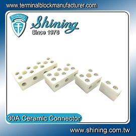 Керамический клеммный блок TC-630XA - Керамические терминальные блоки высокой температуры (порцелановые) (600 В, 30 А, 1-4 контакта)