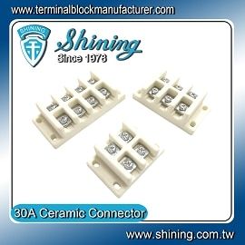 TC-630XC Ceramic Terminal Block - High Temperature Ceramic (Porcelain)(600v,30A,2~4Pole)