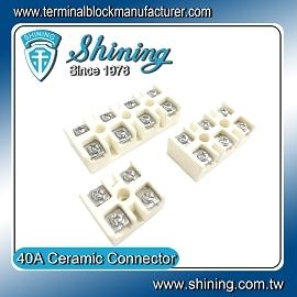 TC-640XB Ceramic Terminal Block - High Temperature Ceramic (Porcelain)(600v,40A,2~4Pole)