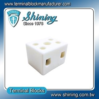 Blok Terminal Keramik 600V 50A 2 Tiang Terpasang di Panel TC-6502A