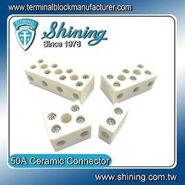 Terminal Blok Keramik TC-650XA - Terminal Blok Keramik Suhu Tinggi (Porselen)(600v, 50A, 1~4Pole)
