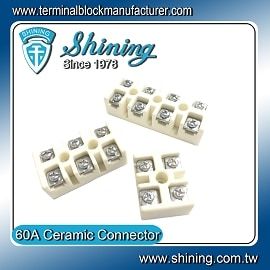 TC-660XB Ceramic Terminal Block - High Temperature Ceramic (Porcelain)(600v,60A,2~4Pole)