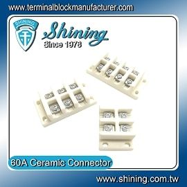 TC-660XC Ceramic Terminal Block - High Temperature Ceramic (Porcelain)(600v,60A,2~4Pole)