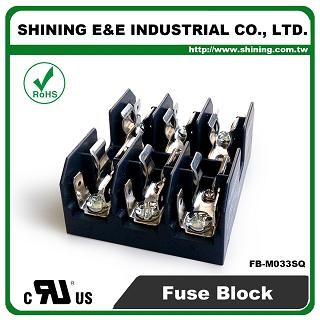 FB-M033SQ For 10x38mm Fuse 600V 30 Amp 3 Position Midget Fuse Block - FB-M033SQ 600V 30 Amp 3 Position Midget Fuse Block