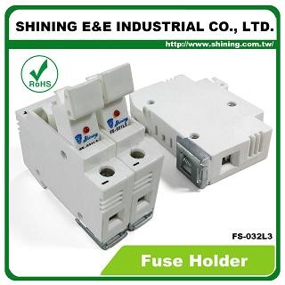 FS-032L3 Din Rail Mounted 10x38 RT18-32 Cartridge 600V 32A 2 Pole Fuse Holder - FS-032L3 10x38 RT18-32 600V 32A 2 Pole Fuse Holder