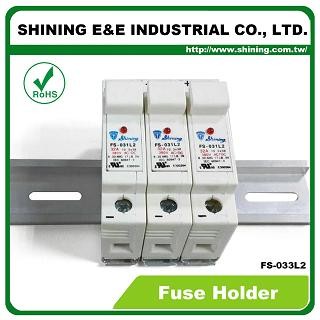 FS-033L2 ช่องราง Din Rail ติดตั้ง 10x38 RT18-32 ฟิวส์คาร์ทริดจ์ 380V 32A 3 ขั้ว - FS-033L2 10x38 RT18-32 600V 32A 3 Pole Fuse Holder