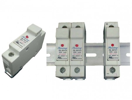 FS-03XL2シリーズ 10x38 RT18-32 600V 32A レールマウントタイプヒューズホルダー - FS-031L2 & FS-032L2 レール式フューズホルダー