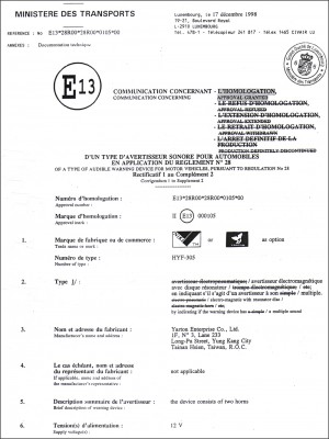 Zertifikat - . E-Kennzeichnung (305)