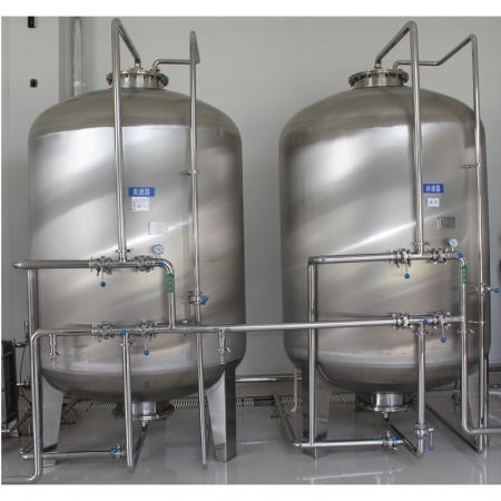 純水 - 前處理系統 - 石英砂過濾&活性碳過濾&樹脂軟化器