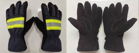 Guantes con capa exterior de aramida y palma de cuero