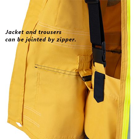 jacket and trousers joint together become a coverall