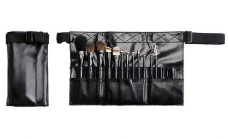 12-Piece Professional Makeup Brush Set with Belt-Style Snap Pouch - Selected 12 artist brushes with pro bristles; includes a faux-leather belt pouch for wear and efficiency.
