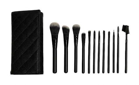 12-Piece Professional Makeup Brush Set with Tri-Fold PU Case - 12-piece professional brush set: 12 essential tools for beginners, designed for students and users.