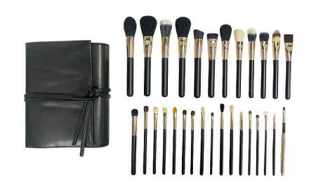 24-Piece Professional Makeup Brush Set with Quad-Fold PU Case - 24-piece professional brush set: designed for makeup artists and enthusiasts who demand exceptional precision.