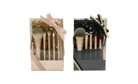 5-Piece Glitter Cosmetic Bag Makeup Brush Set - 5-piece glitter set: essential brushes with soft, flexible bristles, paired with a fashionable, portable glitter bag.