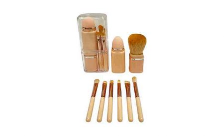 8-Piece Brush Set with Clear Plastic Storage Case - Eight essential brushes: high-elasticity fibers, balanced handles, stored in a clear case for daily or travel use.