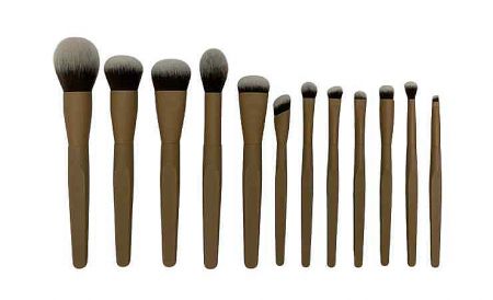 PCR Recycled Makeup Brush - PCR recycled plastic handle, recyclable nylon bristles, aluminum components: high-performance, eco-value tool.
