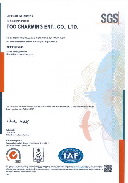 Certification du système de gestion de la qualité ISO 9001
