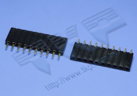 CONNETTORE FEMMINA 2.54mm (.100") PITCH Fila singola 180° SMT H=8.50 Compatibile con il CONNETTORE MASCHIO