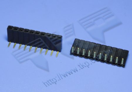 CONNETTORE FEMMINA 2.54mm (.100") PITCH Fila singola 180° SMT H=8.50 Compatibile con il CONNETTORE MASCHIO