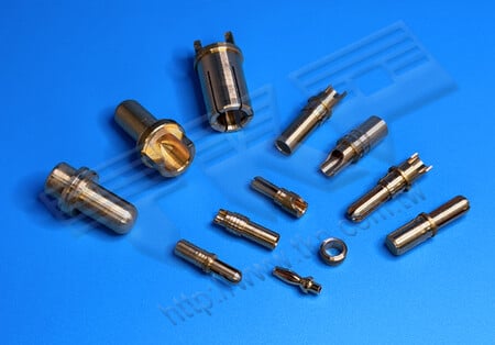 Crown Spring Sockets, High-Current Turned Terminals, Slotted Sockets, Power Terminals - TKP High-Current Crown Spring and Slotted Pin-Socket Contacts