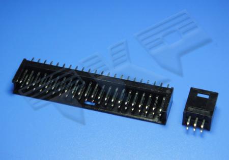 ส่วนหัว 2.54 มม. (.100 ") PITT DUAL ROW 180 ° DIP เข้ากันได้ TE AmpModu II Rec. - 280370-AMP