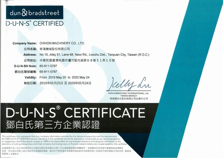 CHIHON verified D&B's global authority professional corporate certification service since 2010.