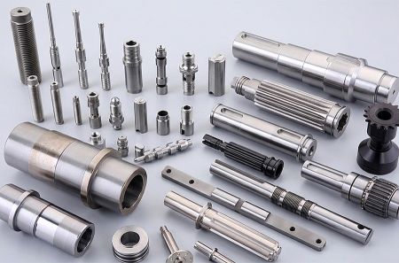 Shaft-type Components - A stack of precision-machined steel shaft components.