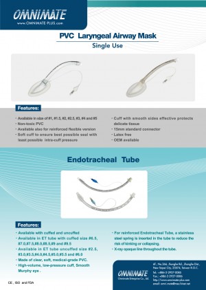 PVC Laryngeal Mask Airway, Endotracheal Tube