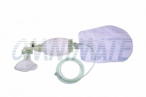 Silikonowy worek Ambu + maska z poduszką powietrzną nr 3 - 550 ml - Silikonowy resuscytator dla dzieci wielokrotnego użytku + maska z poduszką powietrzną nr 3 - 550 ml