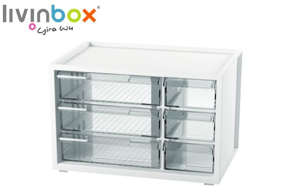 Small plastic desktop organizer with 9 drawers, Plastic File Cabinet:  Streamlined Office Storage