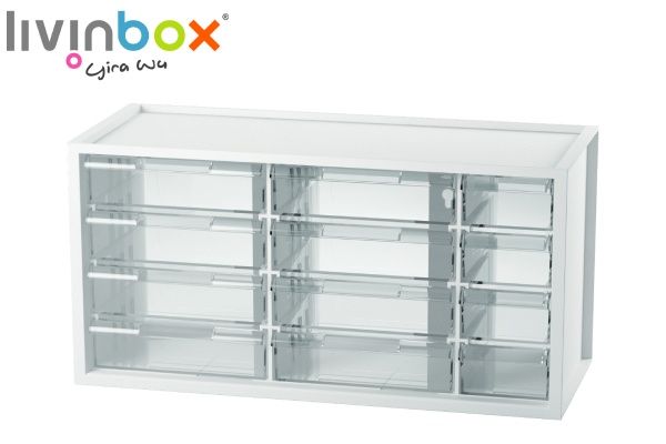 Organizador de escritorio de plástico medio con 12 cajones, Armario de  plástico para archivos: almacenamiento de oficina simplificado