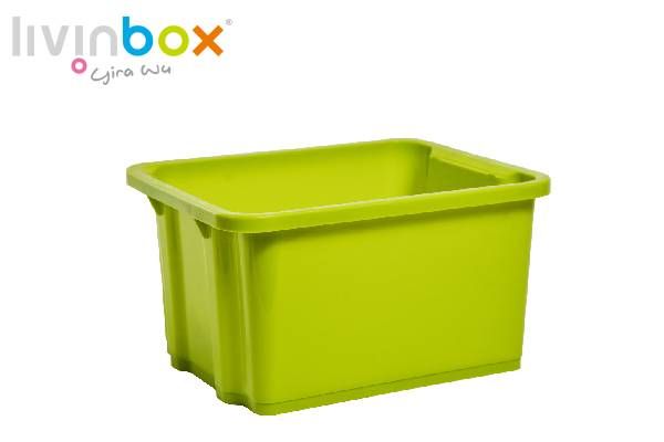 PP Plastic Storage Bins, White Storage Box with Handle Stackable