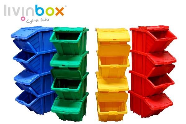 Gueevin 8 cajas apilables de plástico largo, caja de lápices de gran  capacidad, caja de suministro de plástico transparente para contenedor de  lápices