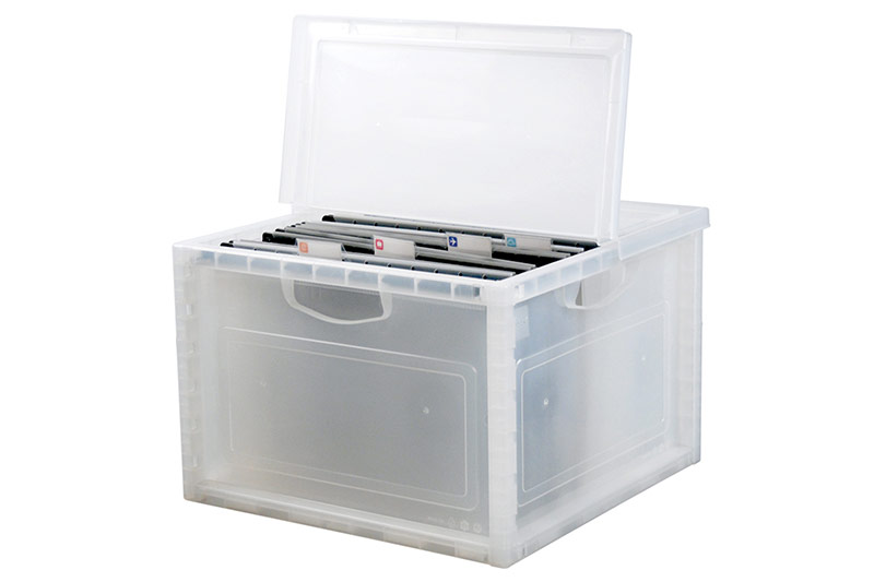 Boîte de rangement avec couvercle pour documents au format A4., Armoire à  dossiers en plastique : Rangement de bureau simplifié