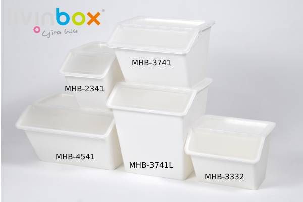 Boîte de rangement empilable avec couvercle articulé, 13 L, Armoire à  dossiers en plastique : Rangement de bureau simplifié