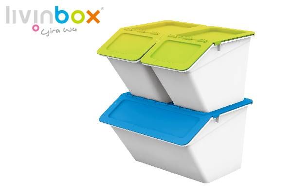 Stackable storage bin with hinged lid, 13L | MHB-2341 | Organized ...